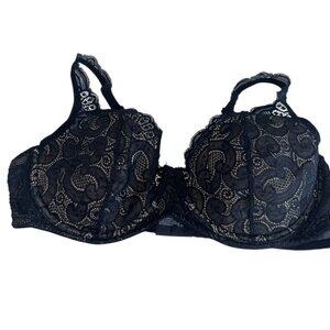Playtex Bra 40C Full Coverage 4514 Love My Curves Lace Underwire Black